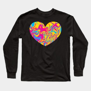 Pansexual Pride Marble Heart Long Sleeve T-Shirt